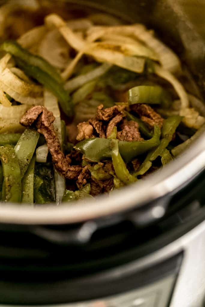 cooked philly cheesesteak mixture in instant pot 