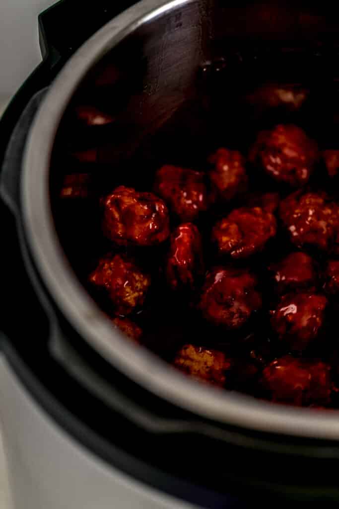 sweet and spicy meatballs in pressure cooker 