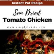 Two photos of finished chicken and potatoes on pin with text overlay.