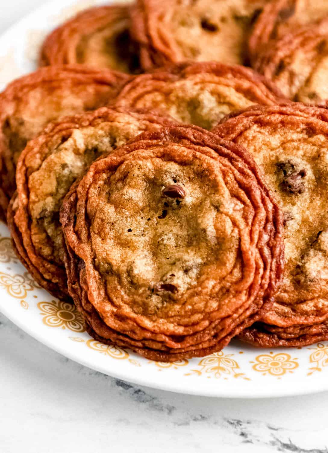 Close up view of cookies on a plate. 