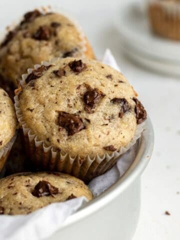 Close up view of finished muffins in pan.