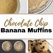 Four process photos to make muffins on pin with text overlay.