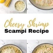 Four process photos to make scampi on pin with text overlay.