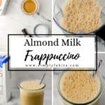 Four process photos to make frappe on pin with text overlay.
