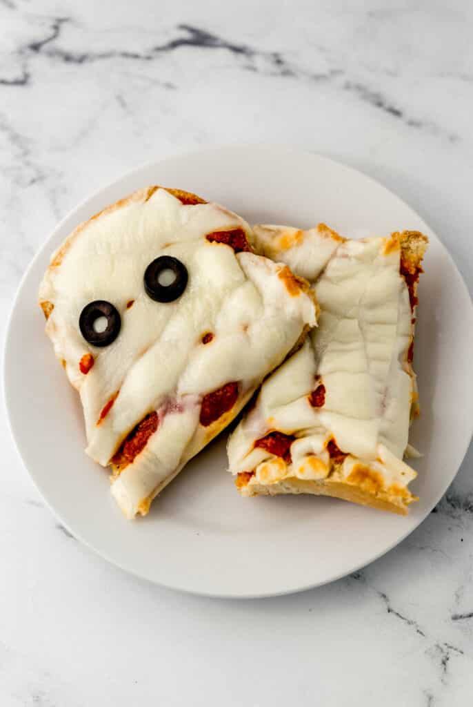 slice of mummy pizza on white plate