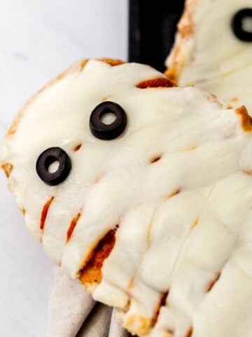 close up of mummy pizza