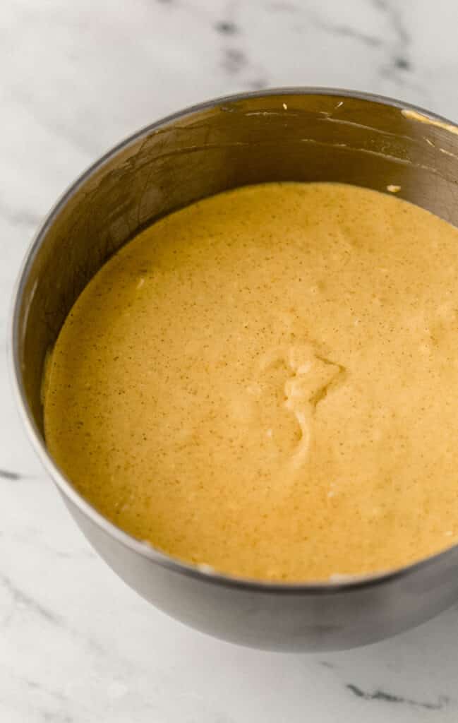 Pumpkin Cheesecake Simply LaKita 7 cheesecake ingredients combined in stand mixer bowl