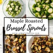 Four process photos to make brussel sprouts on pin with text overlay.