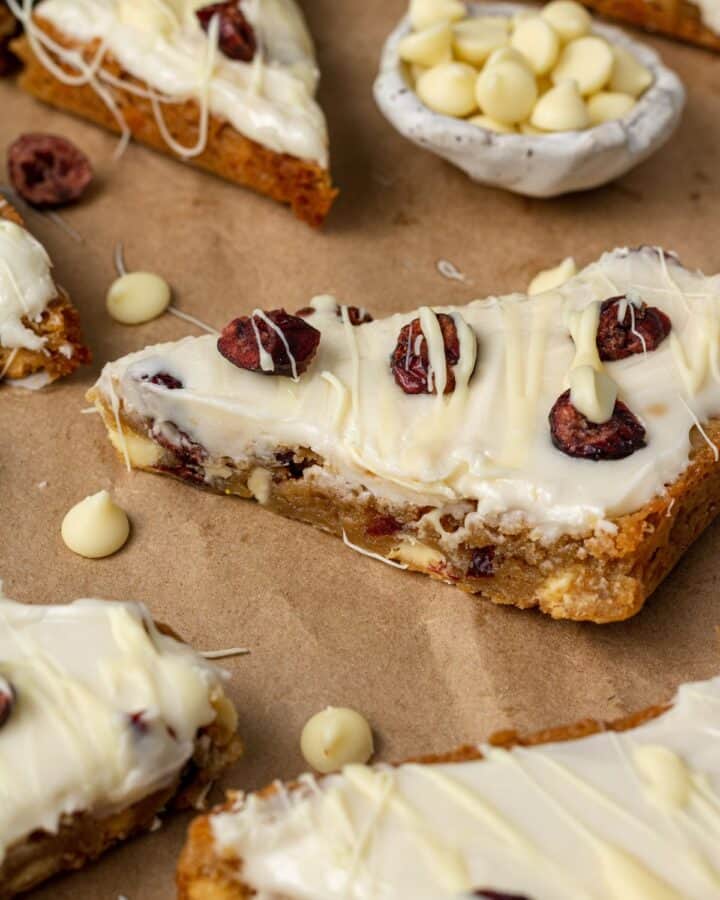 Close up side view of finished bars. 