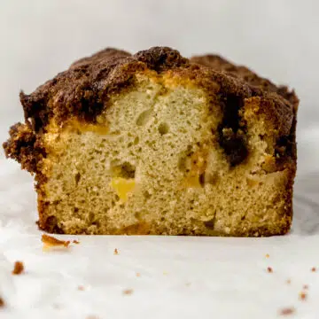 front view of half of peach bread