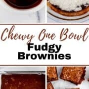 Four process photos to make brownies on pin with text overlay.