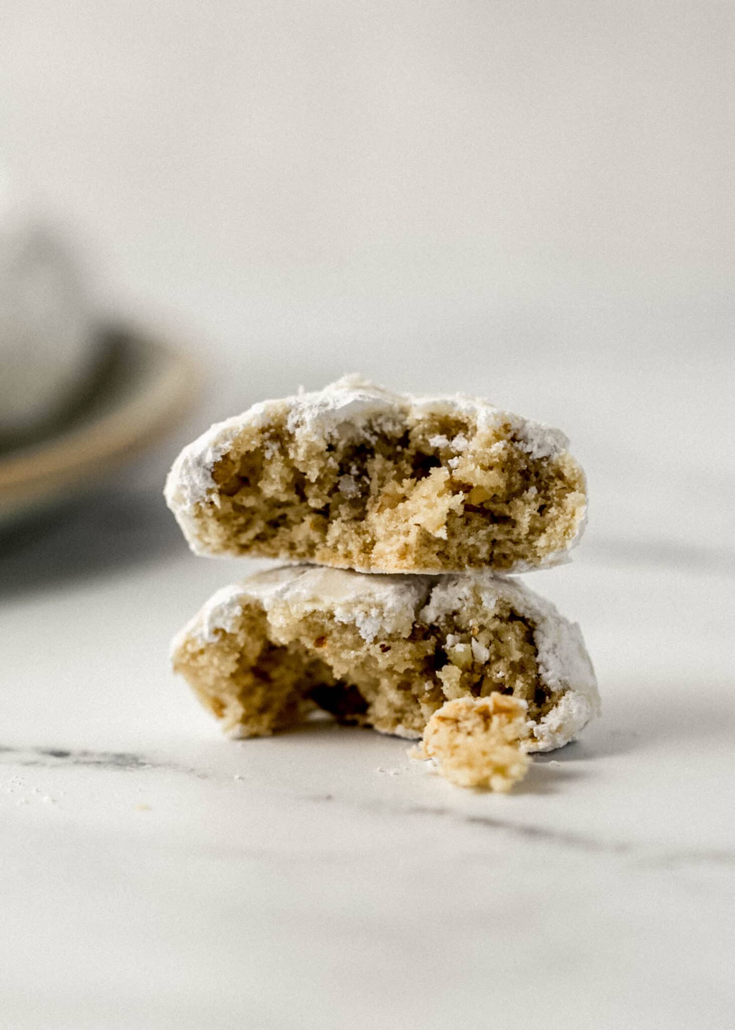 tea cake broken in half and stacked on itself 