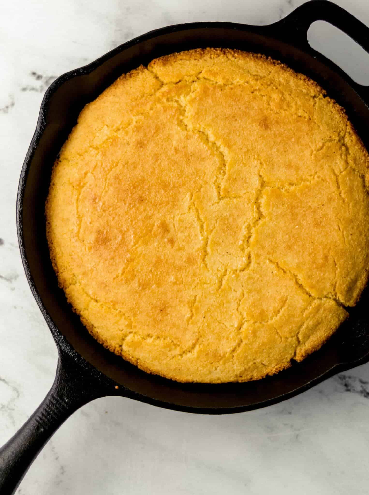 finished cornbread in skillet 