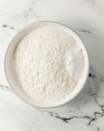 Bowl of dry ingredients in it.