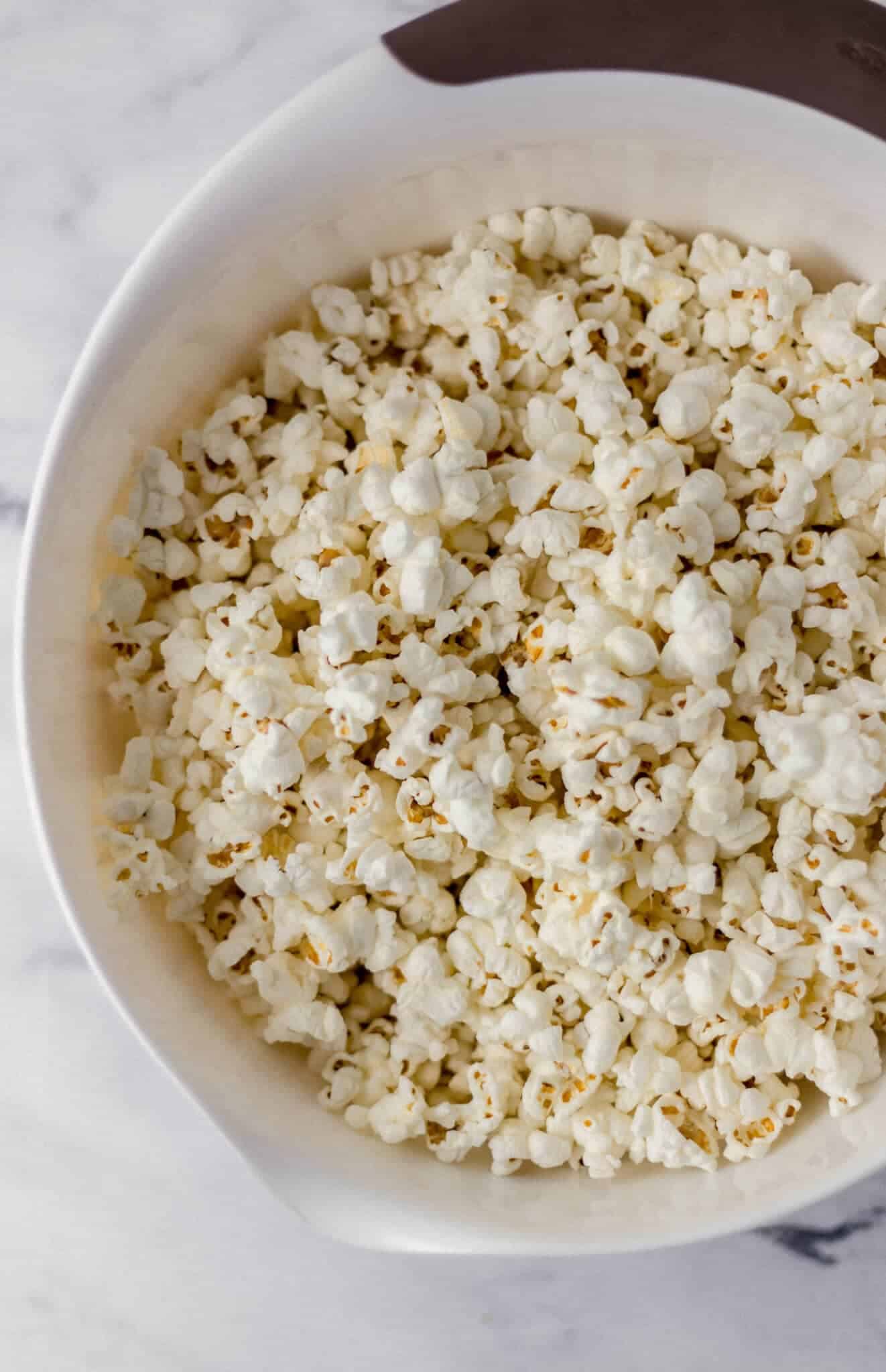 popcorn in a large white bowl