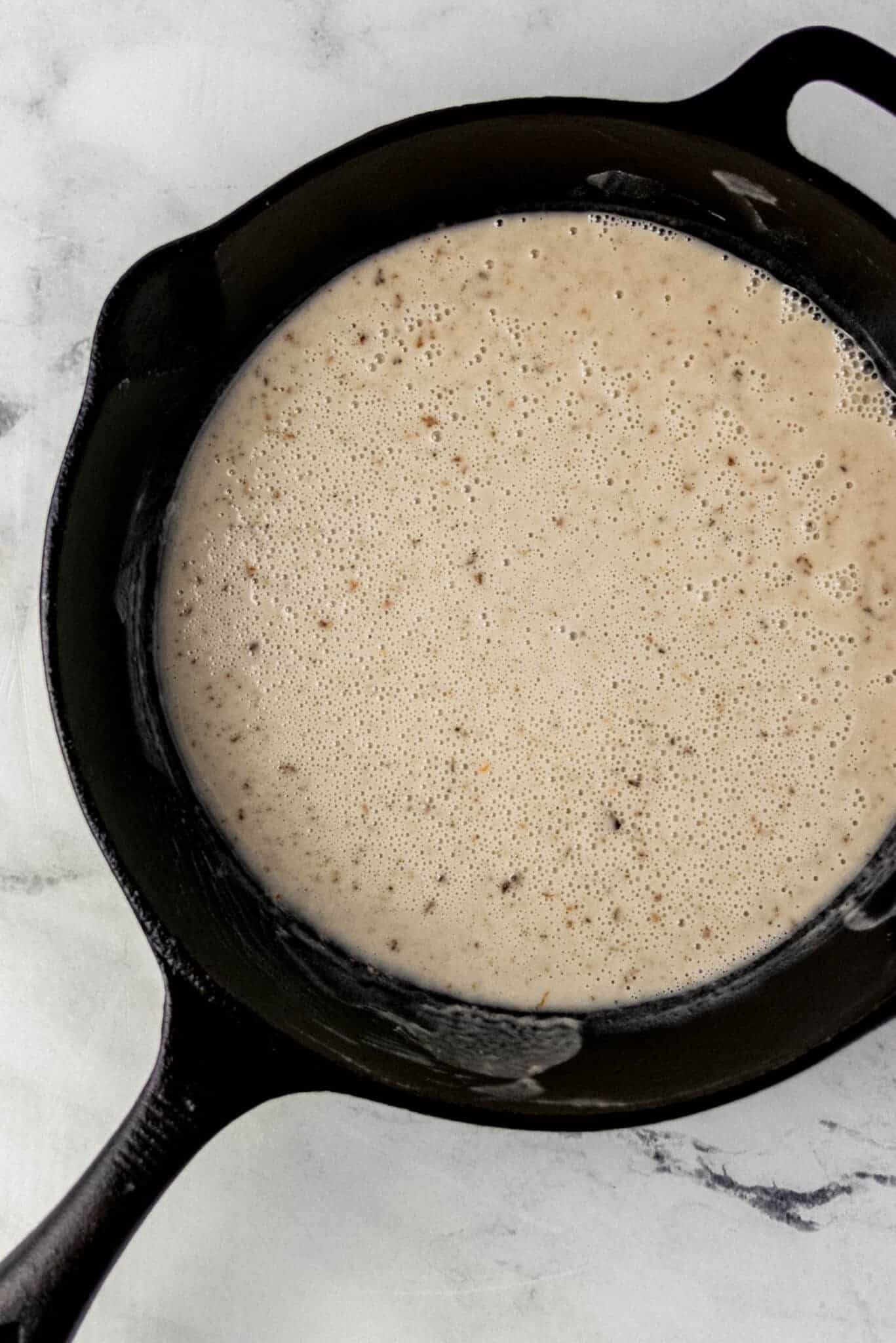 bacon drippings and flour combined in cast iron skillet