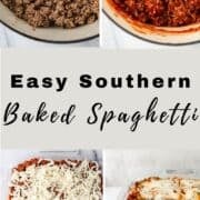 Four process photos to make spaghetti on pin with text overlay.