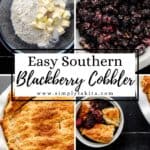 Four process photos to make cobbler on pin with text overlay.