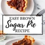 Two photos of slice of pie on pie with text overlay.