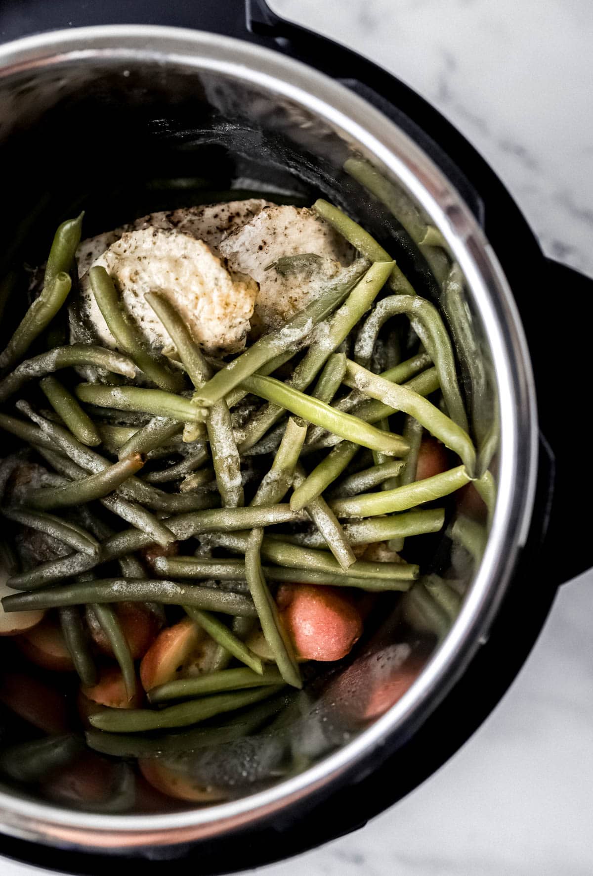 Finished chicken and vegetables in instant pot. 