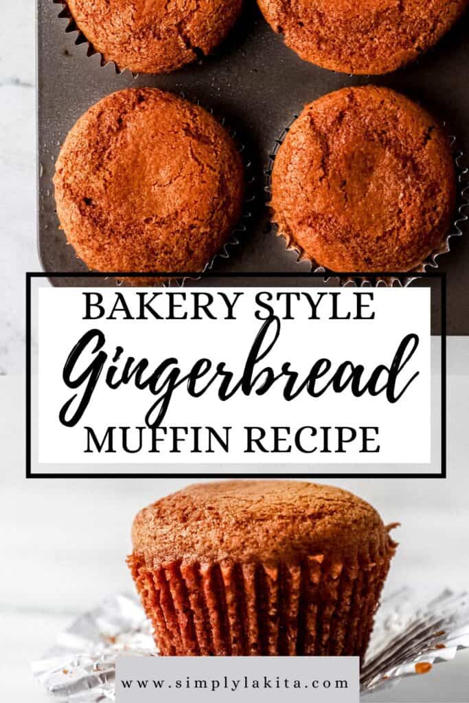 Two photos of finished muffins on pin with text overlay.