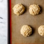 Cookies on baking sheet with non-stick liner.