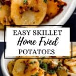 Two photos of finished potatoes on pin with text overlay.