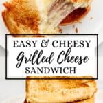 Two photos of finished sandwich on pin with text overlay.