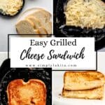 Four photos of process to make sandwich on pin with text overlay.