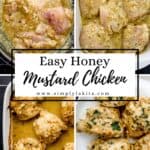 Four photos of process to make chicken on pin with text overlay.