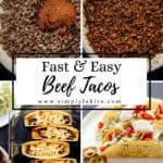 Four process shots to make tacos on pin with text overlay.