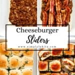 Four process photos to make cheeseburger sliders on pin with text overlay.