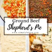 Four process photos to make shepherd's pie on pin with text overlay.