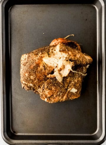 Finished turkey breast on sheet pan.