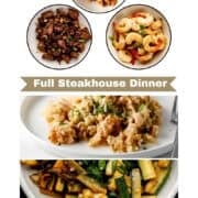 Delicious hibachi dishes including steak, shrimp, and fried rice at home.