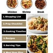 Hibachi dinner menu with soup, ginger dressing, chicken, shrimp, steak, and fried rice.