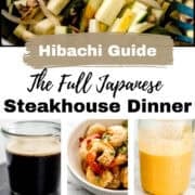 Japanese hibachi cooking with vegetables and sauces for home dinner.
