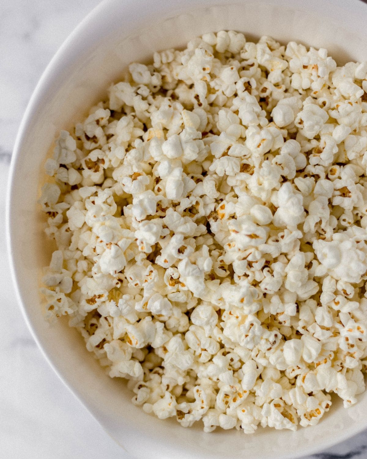 Large bowl of popcorn. 